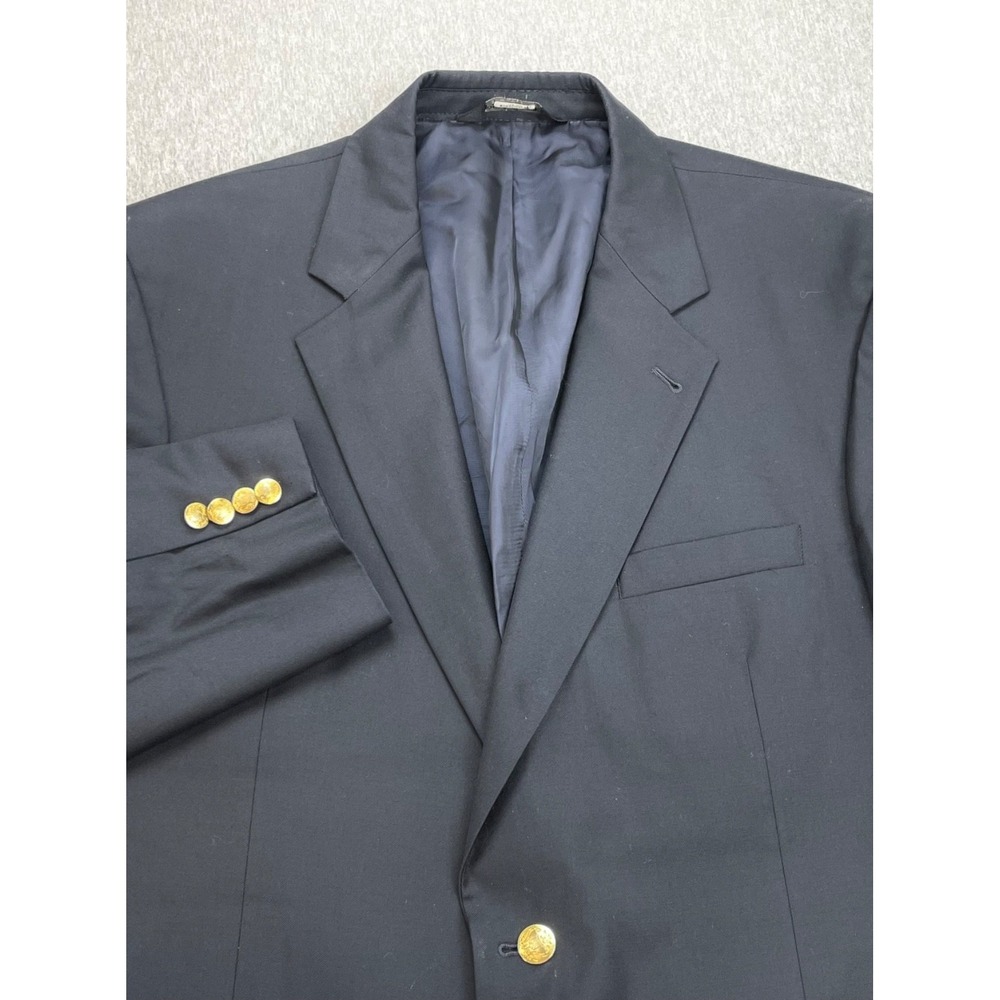 Jos A Bank Blazer Mens 43R Navy Blue 100% Wool 2-Button Gold Single Breast